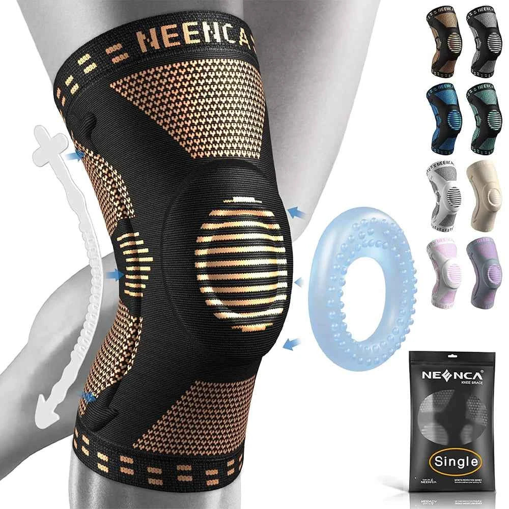 NEENCA Copper Knee Brace Knee Support with Patella. Gel Pad &Side Stabilizers for Knee Pain. Sport, Arthritis, ACL  and Joint Pain Relief