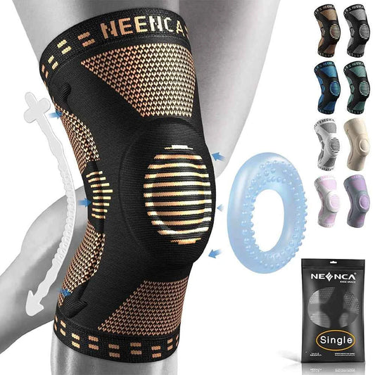 NEENCA Copper Knee Brace Knee Support with Patella. Gel Pad &Side Stabilizers for Knee Pain. Sport, Arthritis, ACL  and Joint Pain Relief