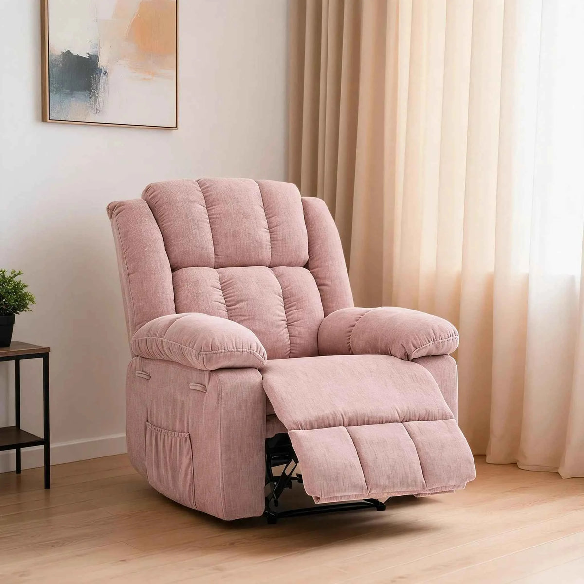 Extra Wide Manual Recliner Chair For Adults. 155 Degree Reclining Upholstered Armchair. Ergonomic Chair With Terry Cloth