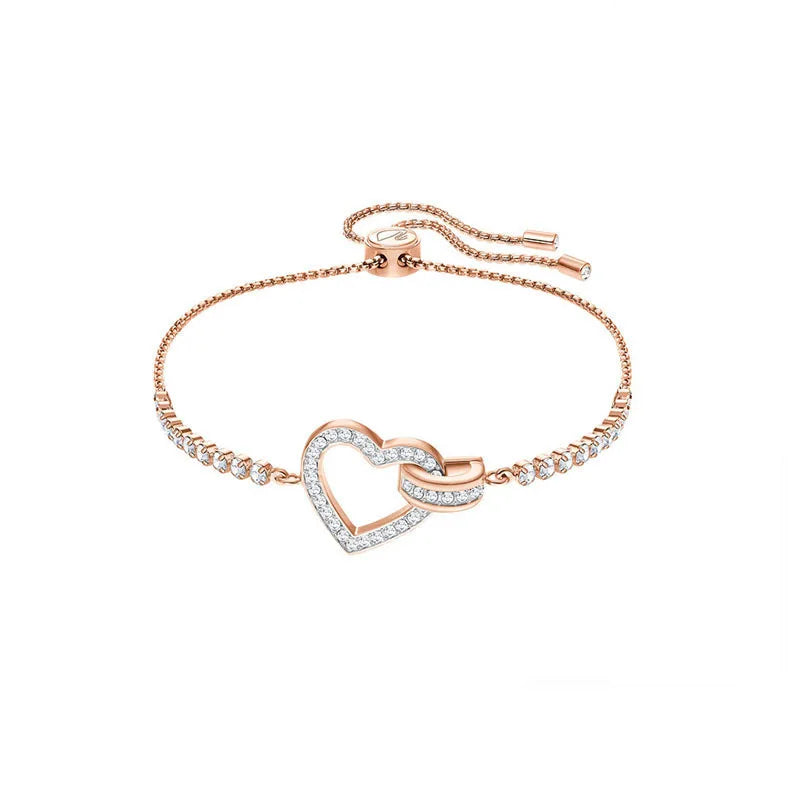 Buy One Get One Free S925 Sterling Silver Full Diamond Heart-shaped Pull-out Bracelet for Women 2026 New Model
