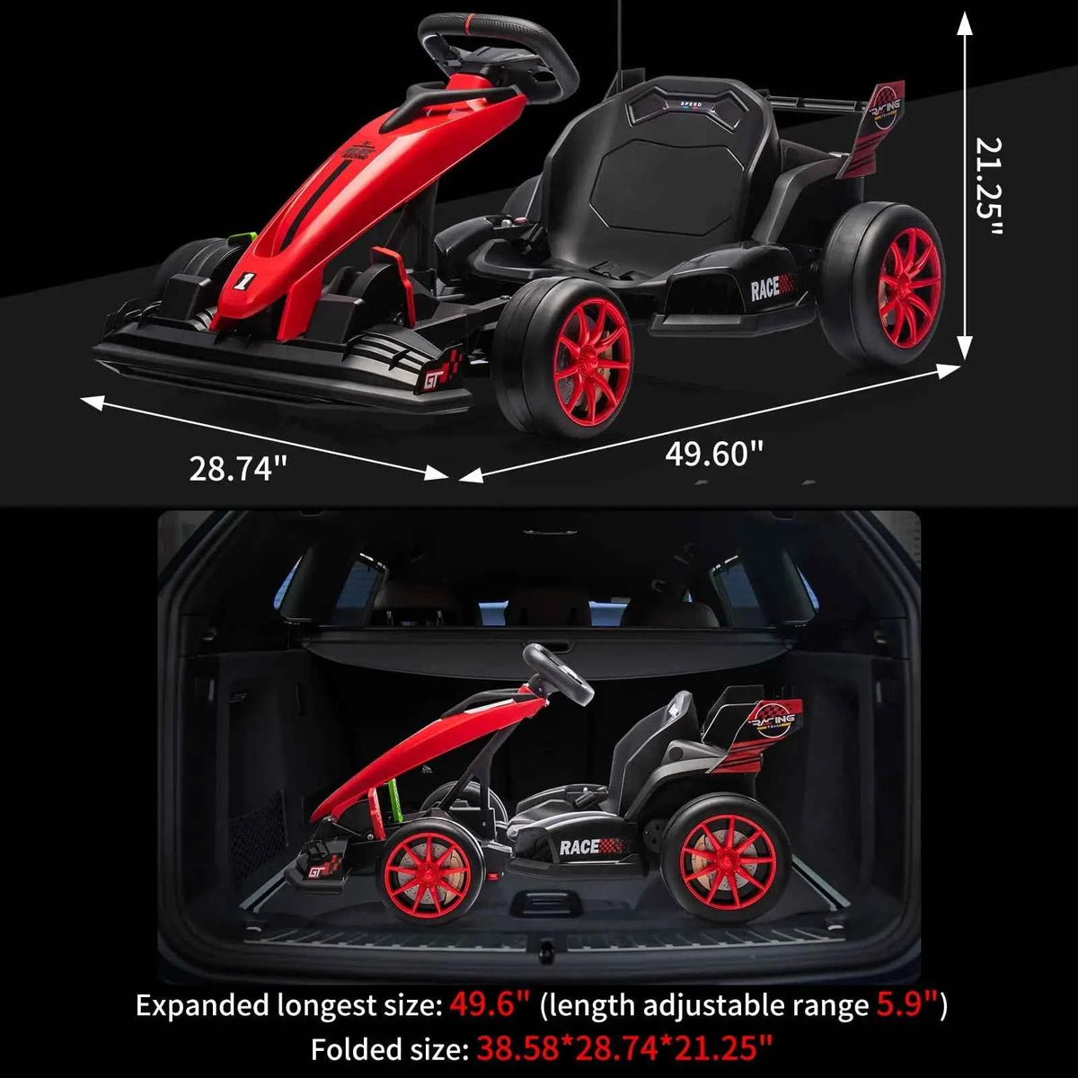 24V Electric Drift Go Kart For Kids, 400W Ride On Racing Car, 7.5 MPH Outdoor Drifting Toy With Adjustable Frame, Brake & Belt