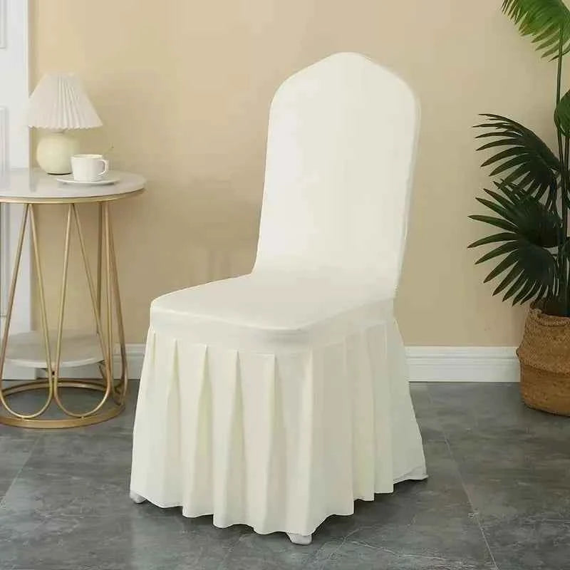 50/100pcs Pleated Skirt Spandex Chair Cover. Hotel Banquet, Party Events, Wedding Decoration. Dining Room Seat Protector Covers