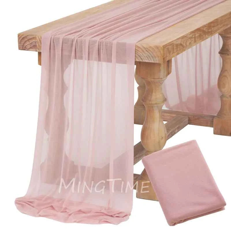 Soft Table Runner, Blush Dust Pink Gauze Rustic, For any Occasion. Dinning Ornament Decoration