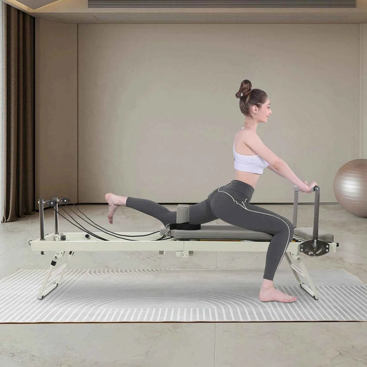 120kg/264.55lbs Foldable Pilates Reformer Machine, Multifunctional Yoga Fitness Equipment,