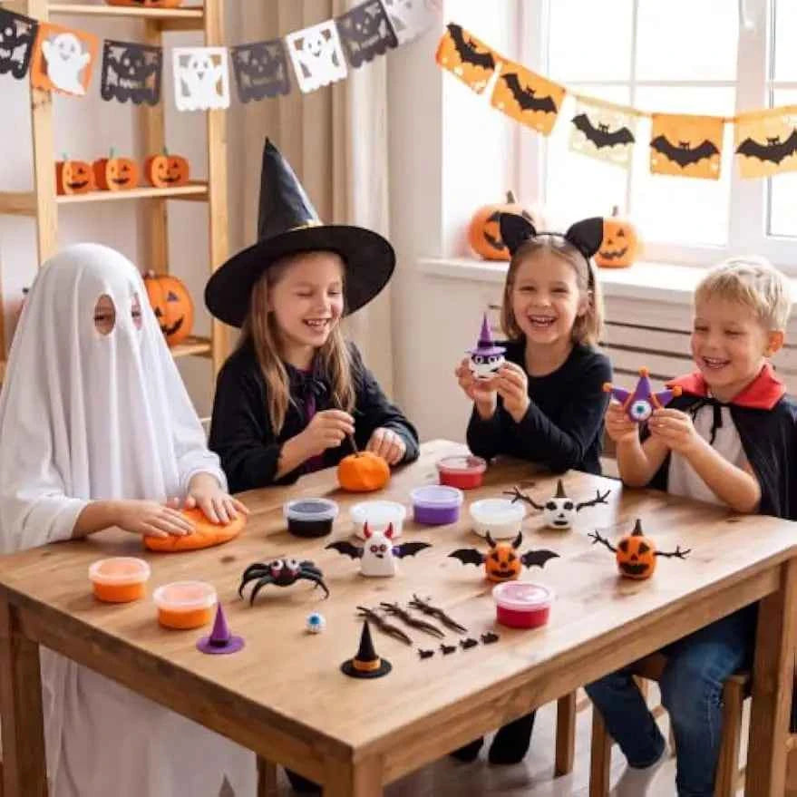 Halloween Craft Air Dry Clay Kit. 9 Packs Modeling Clay DIY Make Characters Kit. Ultra Light and Soft for Halloween Arts and Craft Activities.