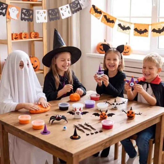 Halloween Craft Air Dry Clay Kit. 9 Packs Modeling Clay DIY Make Characters Kit. Ultra Light and Soft for Halloween Arts and Craft Activities.