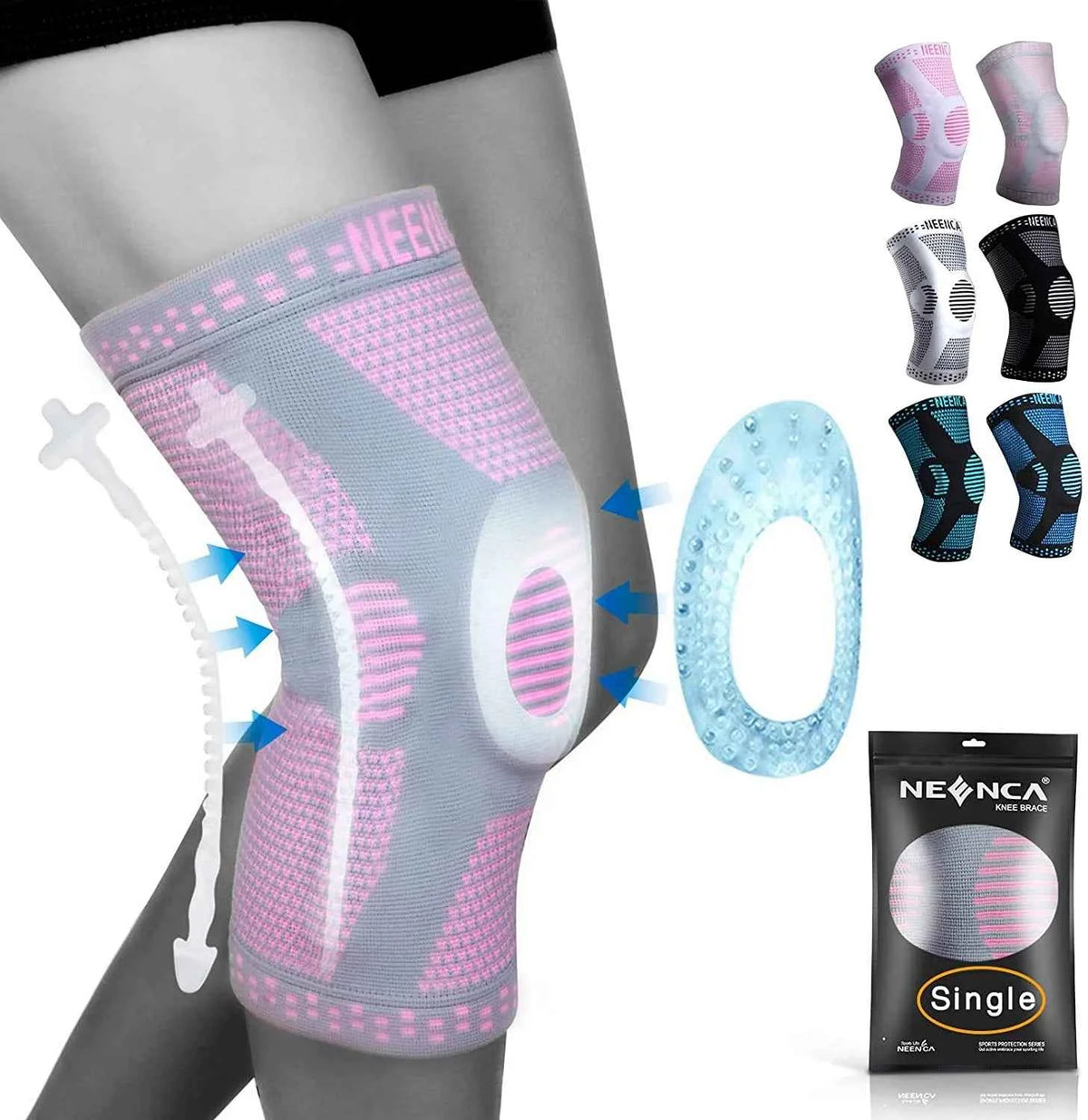 NEENCA Copper Knee Brace Knee Support with Patella. Gel Pad &Side Stabilizers for Knee Pain. Sport, Arthritis, ACL  and Joint Pain Relief