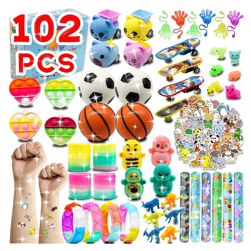 Kids Fidget Toys Party Favors Pack - Sensory Set Gifts with Stickers, Goodie Bag Fillers, Treasure Box, Classroom Prizes for School