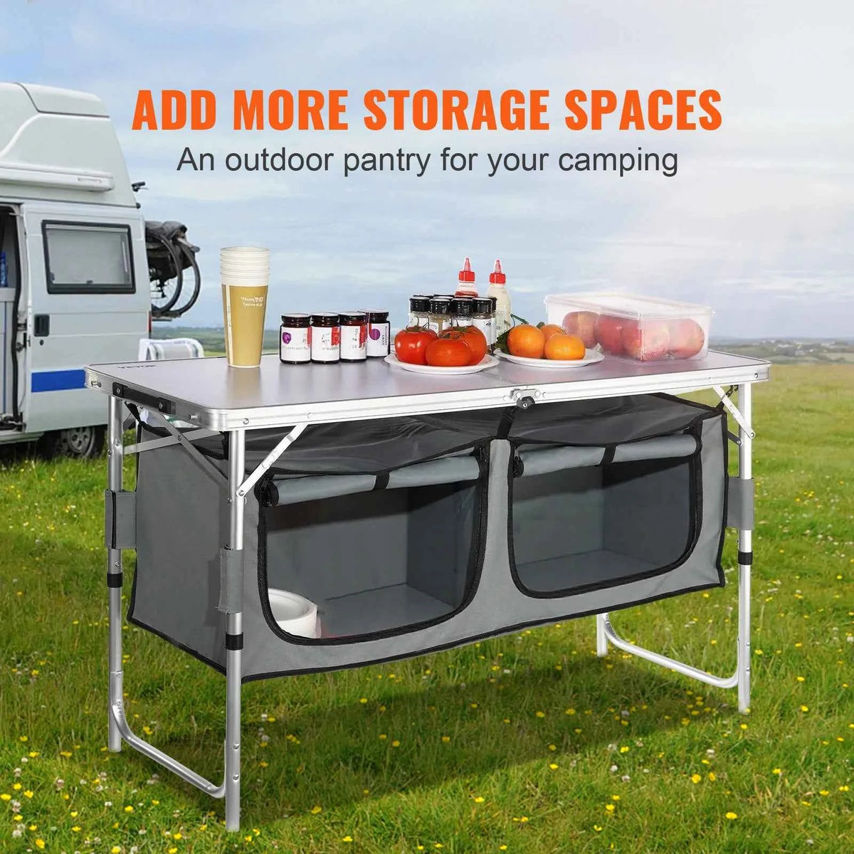 Outdoor Kitchen Table. Quick Set-up. Folding Camping Table MDF.
