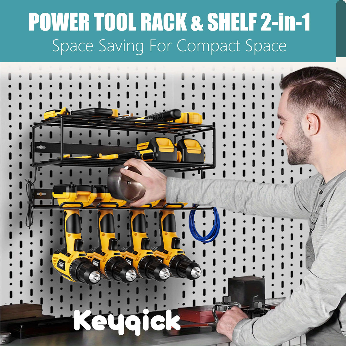 Set Of Multi-Function Heavy Duty Power Tool Storage Rack,  Non-Slip And Anti-Drop Design,