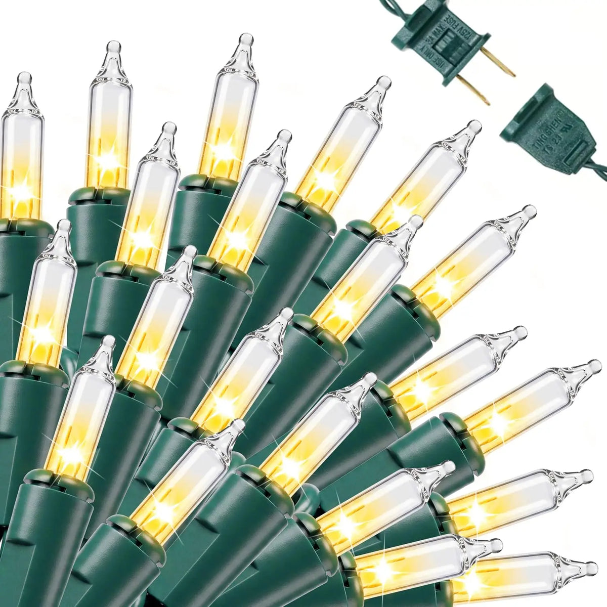 150 Count Mini White Fairy Light Clear Christmas String Lights, Indoor 31.2FT Lighting.  Festival Green Wire