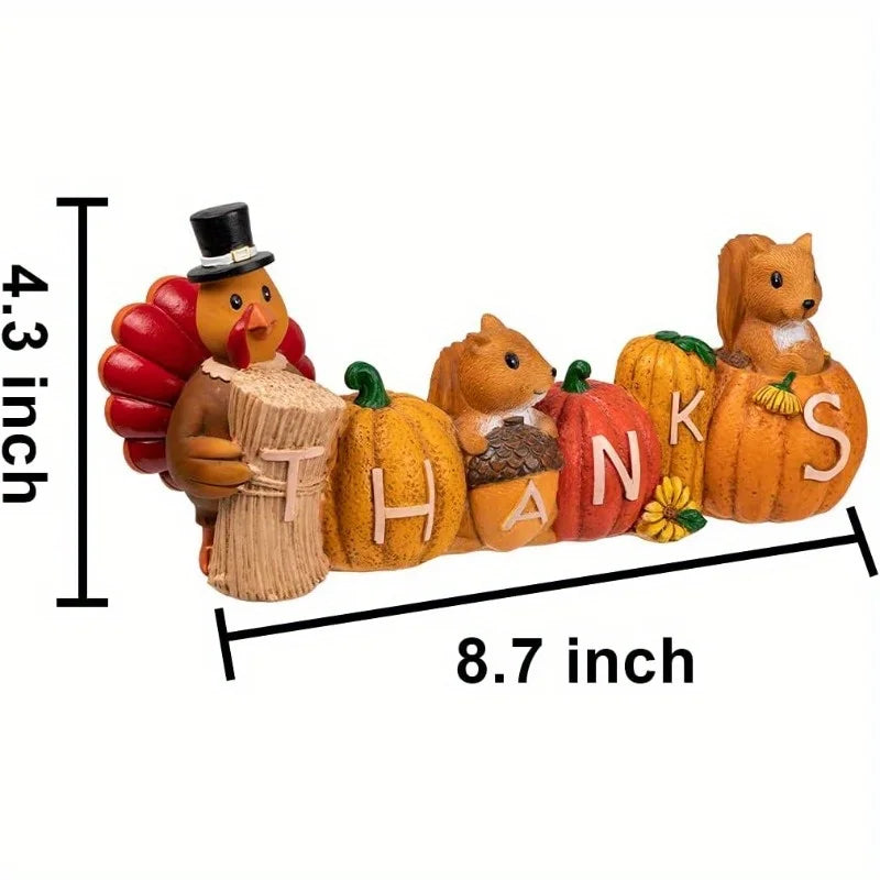 Thanksgiving Pumpkin Turkey Tabletop Centerpiece. Resin Turkey Figurines. Fall Harvest Table Decor. Thanksgivings or Autumn Decor