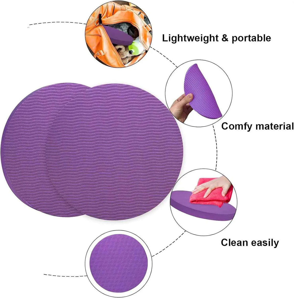 1Pair 175*15MM Portable Non-slip Small Round Pad for Knees, Elbows, and Hands. Yoga Mats,  Protective Cushion Pad