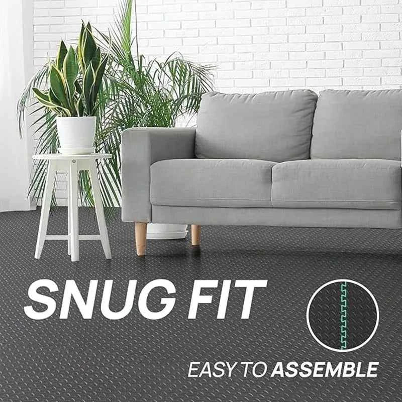 24 Pcs Non-Slip EVA Floor Mats, Waterproof Foam Mat For Living Room Bedroom, Interlocking Carpet Tiles With Border, Anti-Fatigue Standing Mat For Kitchen, Black