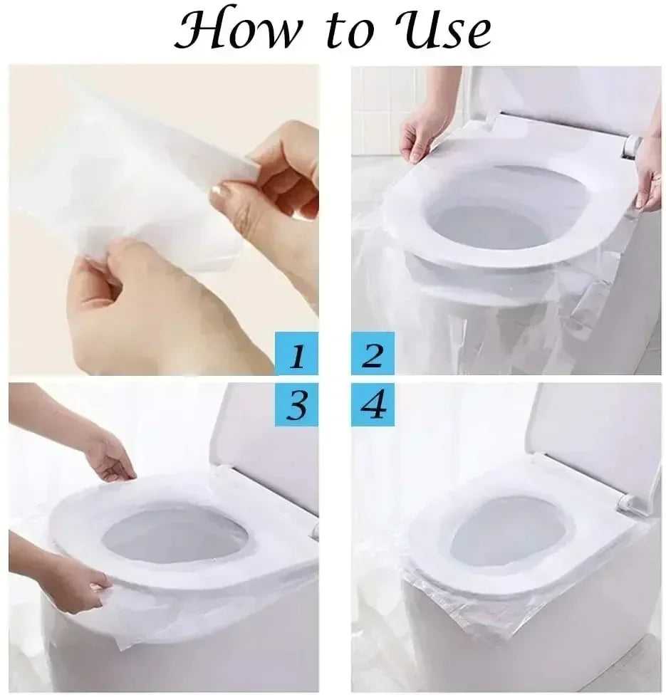 10/50PCS Biodegradable Disposable Plastic Toilet Seat Cover.  Portable Safety Travel Bathroom Toilet Paper Pad. Bathroom Accessory