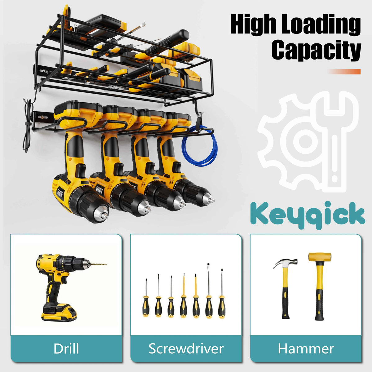 Set Of Multi-Function Heavy Duty Power Tool Storage Rack,  Non-Slip And Anti-Drop Design,