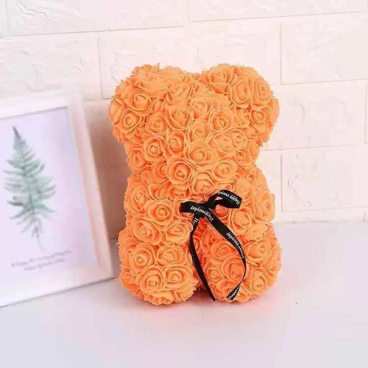 25cm Artificial Teddy Rose Flower Bear with Box. Romantic Valentines Day Gift, Girlfriend,  Anniversary, Wedding Party, Supplies