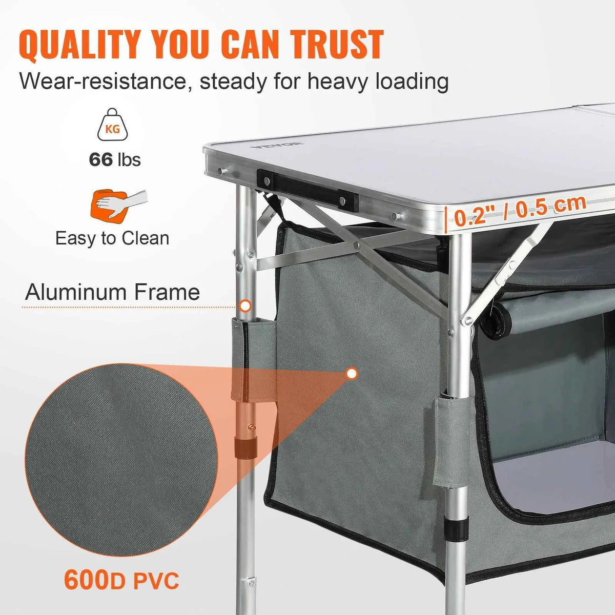 Outdoor Kitchen Table. Quick Set-up. Folding Camping Table MDF.