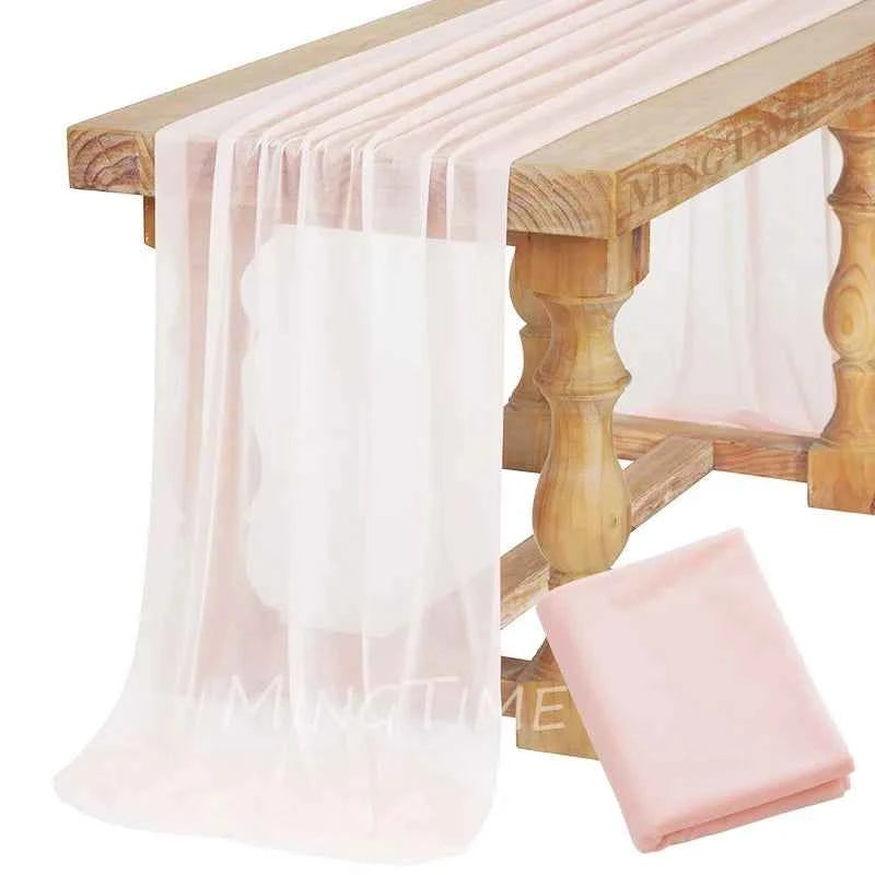 Soft Table Runner, Blush Dust Pink Gauze Rustic, For any Occasion. Dinning Ornament Decoration