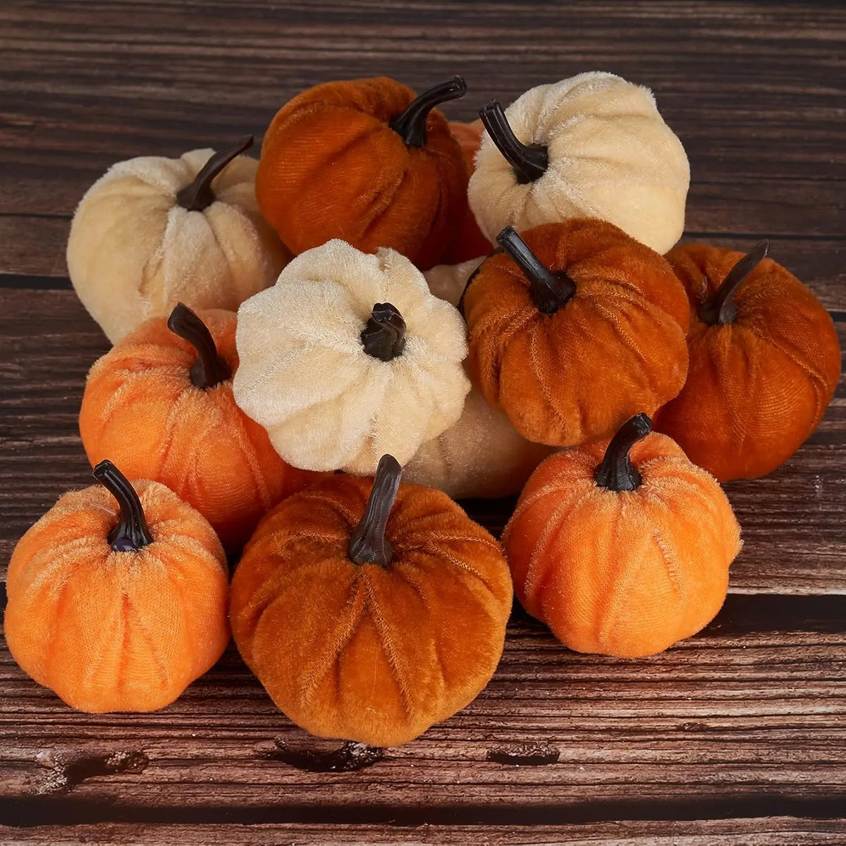 Pumpkin Decor 12pcs of Artificial Velvet. Fall Thanksgiving Decoration