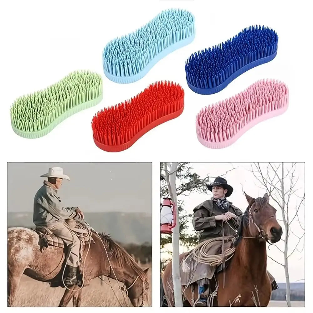 1Pcs Colorful Horse Grooming Brush. Silicone Plastic Horse Accessories .Hard Bristle Equestrian Massage Tool