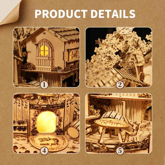 Romantic 3D Wooden Treehouse Puzzle with LED Lights. Valentine's Gift for Couples, Fun DIY Activity & Home Decor Kit.
