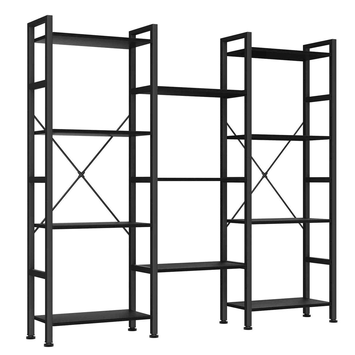 JHK 4 Tier Wide Display Bookshelf Combination. Adjustable Shelf Storage. Stable Frame with Graduated Shelves