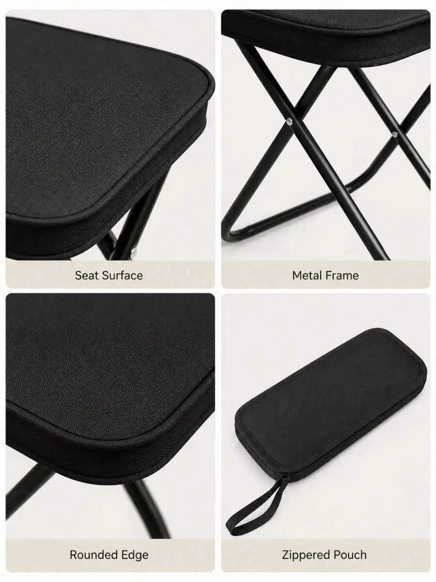 Portable Black Folding Camping Chair (Includes Storage Bag)-A Lightweight, Compact Travel Chair Featuring A Sturdy X-Frame