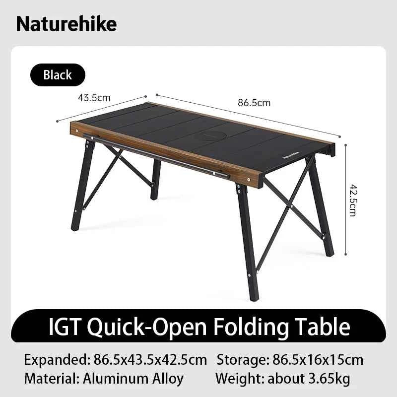 Naturehike Camping Folding Aluminum Alloy IGT Table. Multifunctional Portable for BBQ Grill Table, Outdoor Picnic Cooking Table