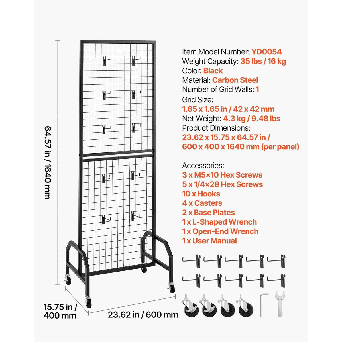 Grid Wall Panel. Wire Grid Panels. Display Rack Movable Art Display Shelf with Wheel Carbon Steel
