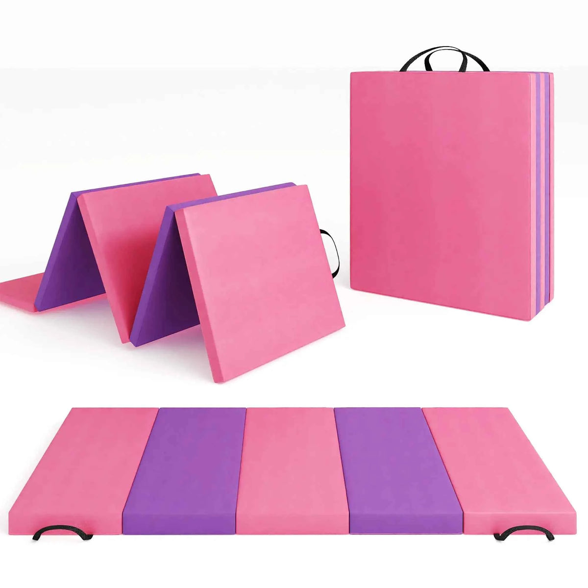4-/5-fold Exercise Mats, Gymnastics Tumbling Mats, Thick Portable Home or Gym Floor Pad for Yoga, Pilates, Aerobics