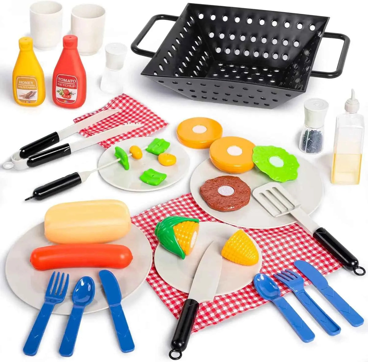 JOYFY 34 PCS  Interactive Toy  BBQ Play Grill Set,