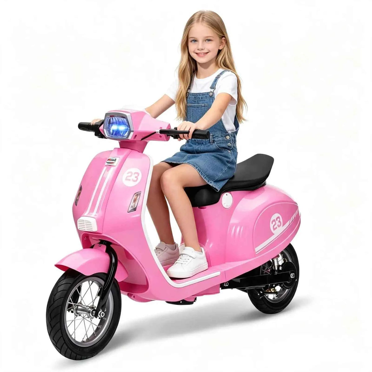 24V Electric Moped For Kids of Ages 8-14, 350W Ride On Moped, 14 MPH, Dual 10Ah Batteries, 12in Pneumatic Tires, Suspension