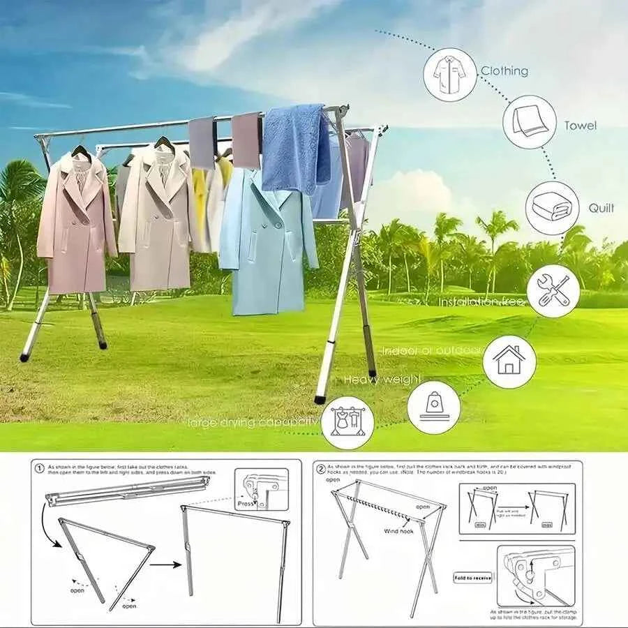 Foldable And Adjustable Laundry Drying Rack. Outdoor Or Indoor,  Heavy Duty
