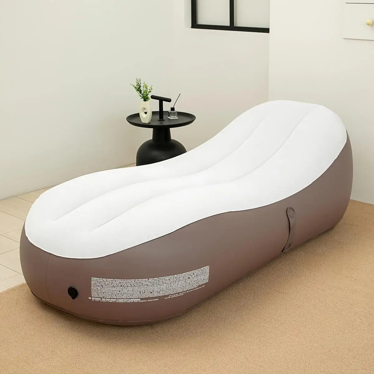 Single Inflatable Sofa Chair.  Flocked Air Chaise Lounge, Ergonomic Blow Up Recliner with Backrest. Portable Foldable Lazy Couch for Home, Outdoor, Camping, Travel