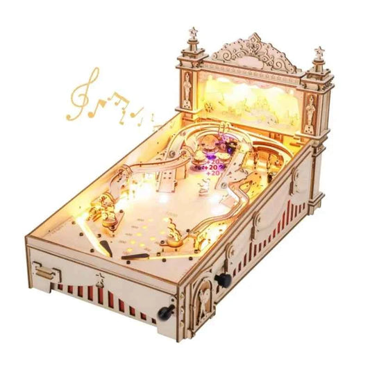 Robotime 3D Pinball Machine Puzzle Amusing Table Game. Mechanical Wooden Model Building Kits for Adult 14+ Teens