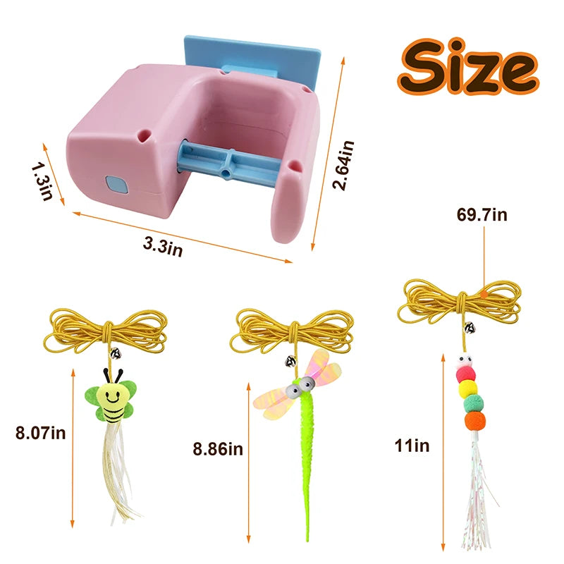 BOOTEELY Interactive Hanging Cat Retractable String, Rechargeable Toys for Indoor Kittens and Bored Adult with 3 Flying Feathers