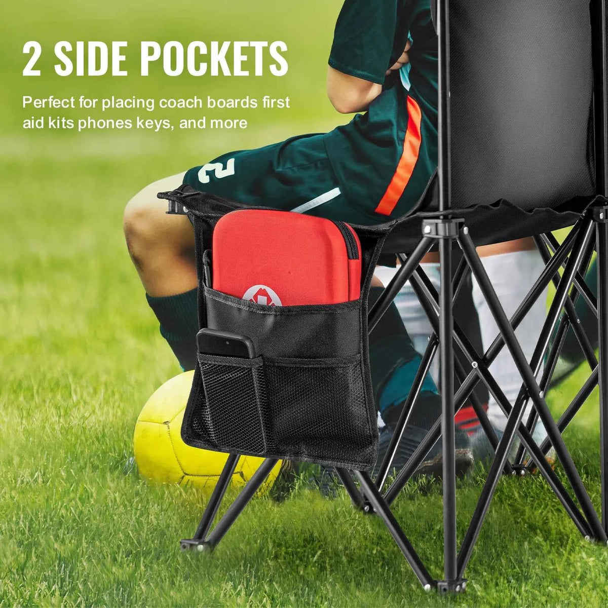 SucceBuy 6/8 Seat Foldable Sideline Bench. Outdoor, Camping Bench Chair with Bag & Backres. Team Sport Sideline Bench