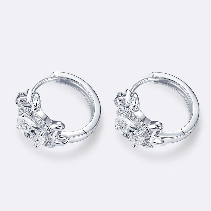 OXTAO Moissanite Hoop Earrings 5x7mm D VVS1 Oval-Cut for Women, Cute Turtle Style Huggie Earrings Unique Jewelry Gift 14K Gold Filled