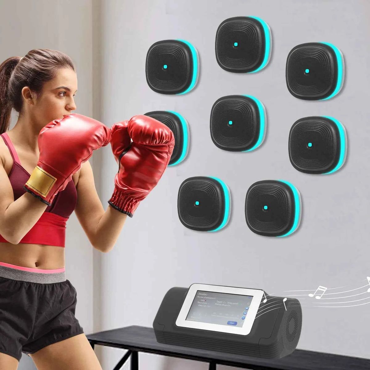 6/8 Music Boxing Machine Split Target Fitness Equipment. Bluetooth Wall Target. Sandbag Agility Reaction. Training for Home