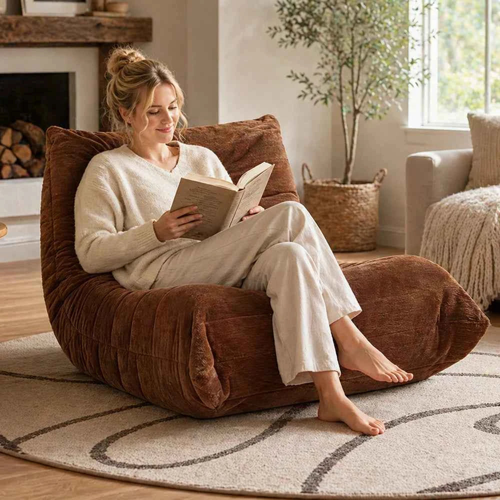 Ergonomic Oversized Bean Bag Chair ，removable zipper cover and non-slip base,  Big Memory Foam Lazy Sofa, Non-Slip Compression  Chair For Living Room, Bedroom