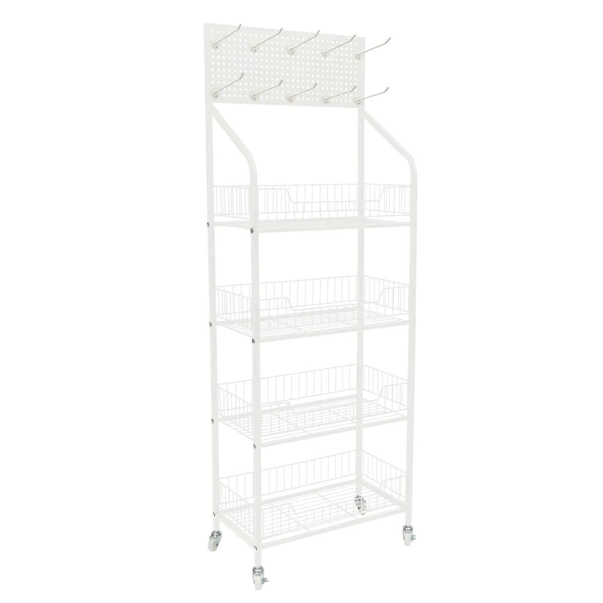 4-Tier Retail Display Rack Stand Snack Rack，Strong Bearing Capacity Iron Stand， Fruits, Toys, Food Display Organizer Stand