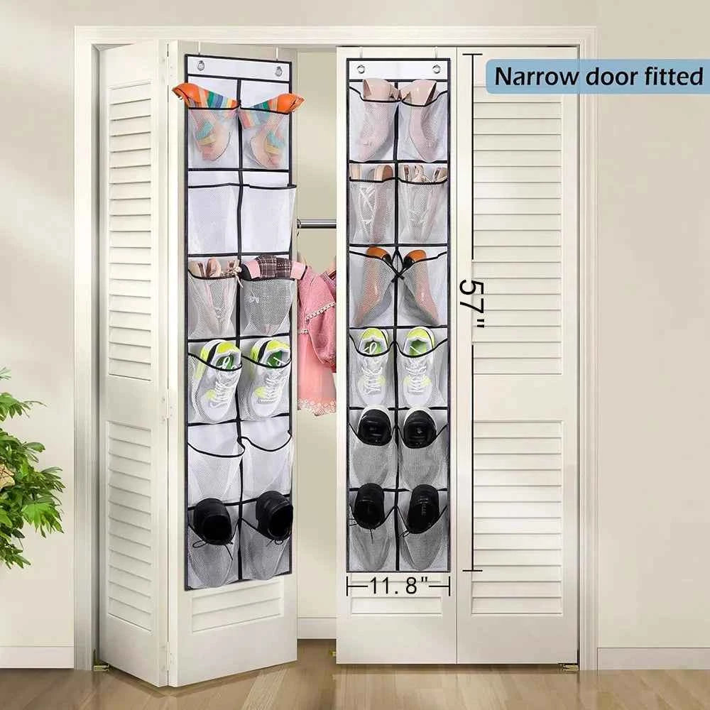 12 Pockets Over the Door Organizer. Large Mesh Pockets With 2 Hooks Transparent Fabric