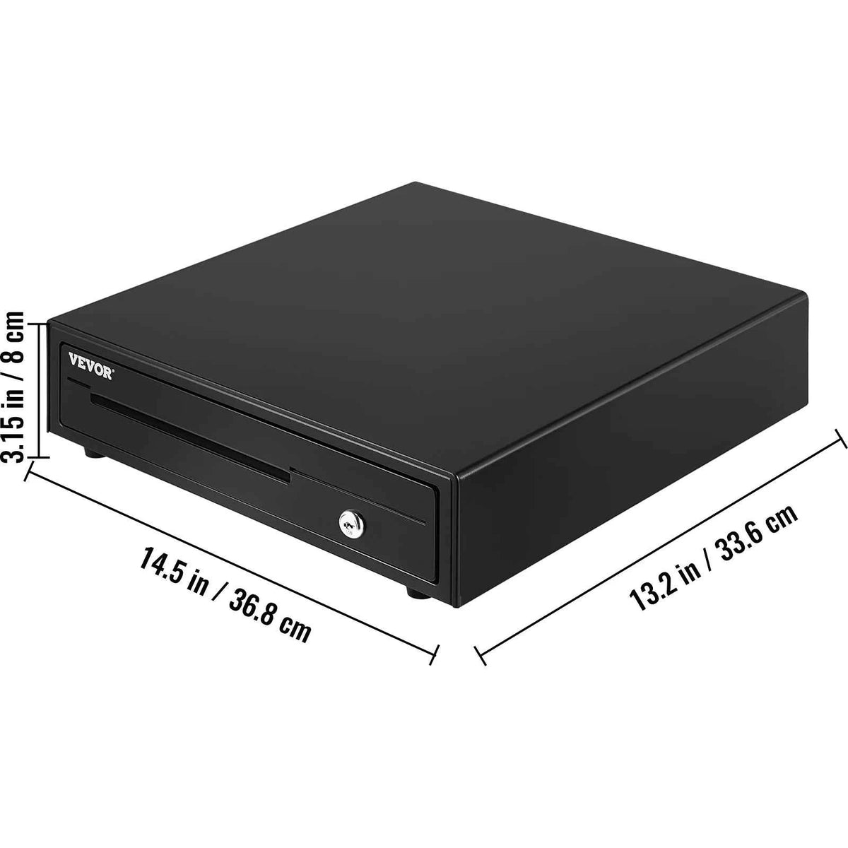 Cash Register Drawer 16" 12 V for POS System Tray.  Removable Coin Compartment & 2 Keys Included RJ11/RJ12 Cable Drawer