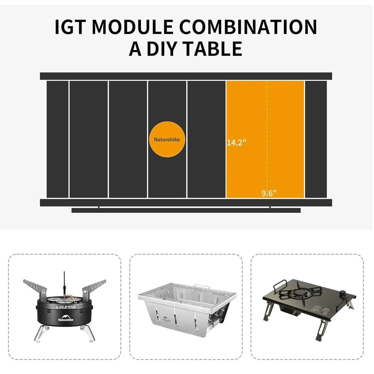 Naturehike Camping Folding Aluminum Alloy IGT Table. Multifunctional Portable for BBQ Grill Table, Outdoor Picnic Cooking Table