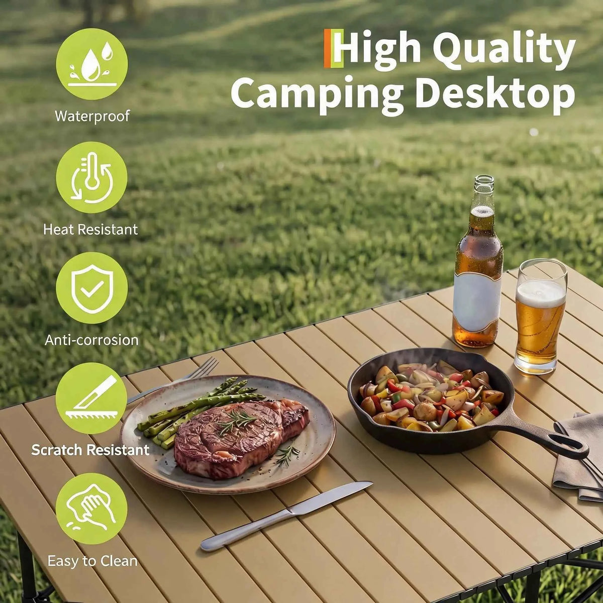 47x28x30in Folding Camping Table, Portable Aluminum Roll Up Table With Carry Bag, 110lb.