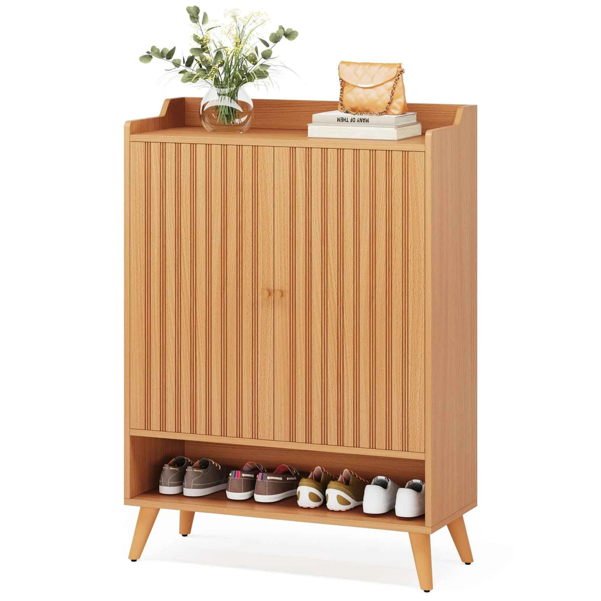 Tribesigns  Cabinets with Doors, 5-Tier Rack, Wood Storage Cabinet.