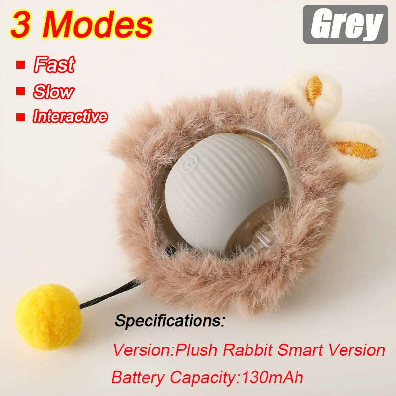 New Cat Interactive Ball Toy with Automatic Rolling Ball & Faux Tail. Rechargeable, Smart Pet Electric Toy for Dogs & Cats