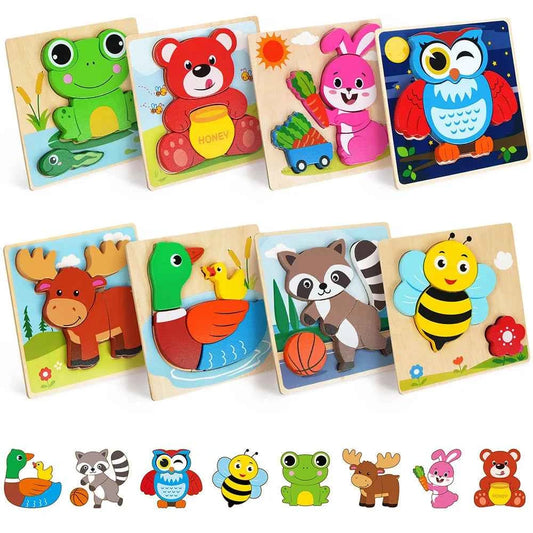 8 Pack Animal Wooden Puzzles Toys For Toddlers, Educational. Great for  Christmas, Birthday, & Thanksgiving Gifts