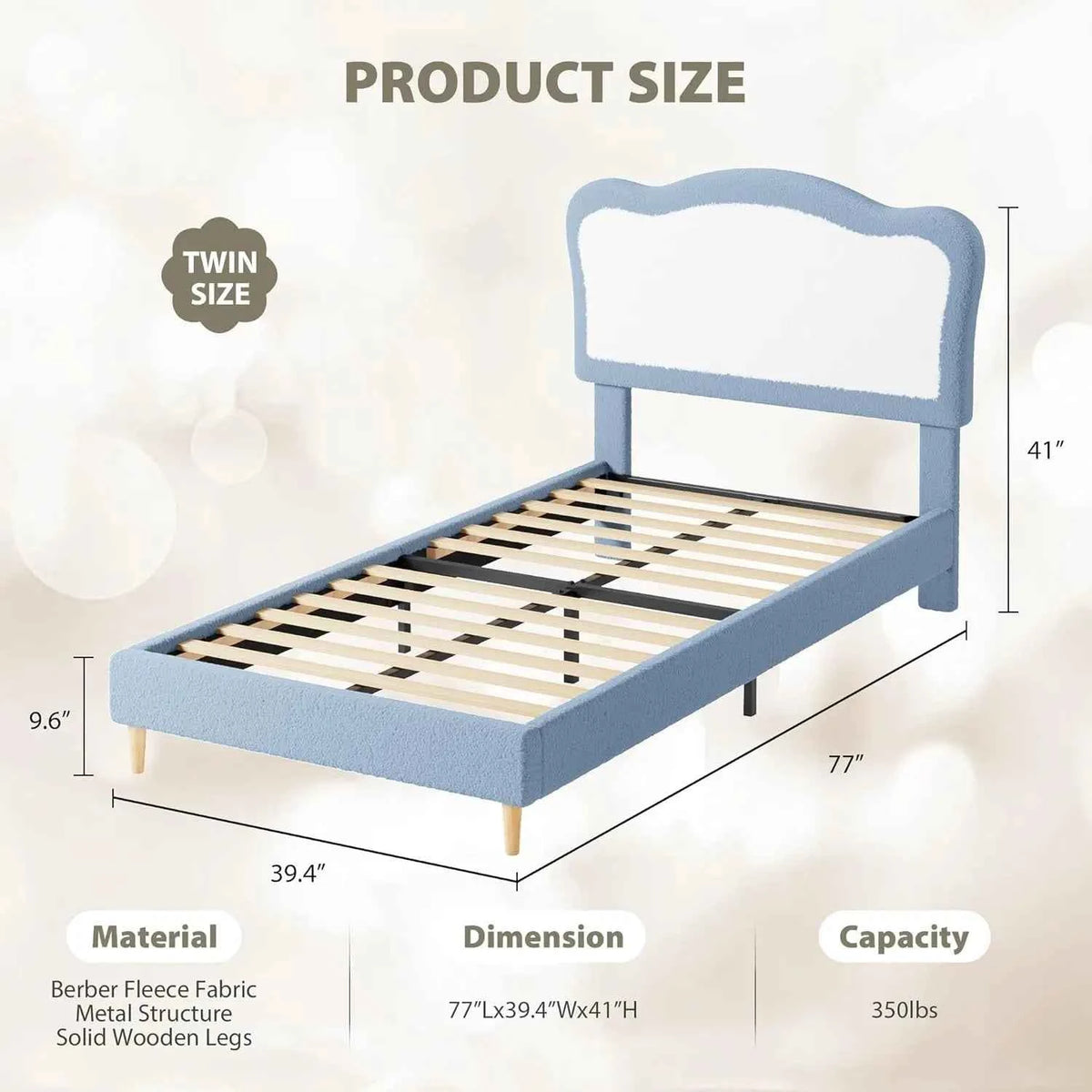 Kids Upholstered Twin Bed Frame with Scallop Headboard, Cute Velvet Twin Bed with Sturdy Platform. No Box Spring Needed, Wooden Slats, Noise Free, Pink & White